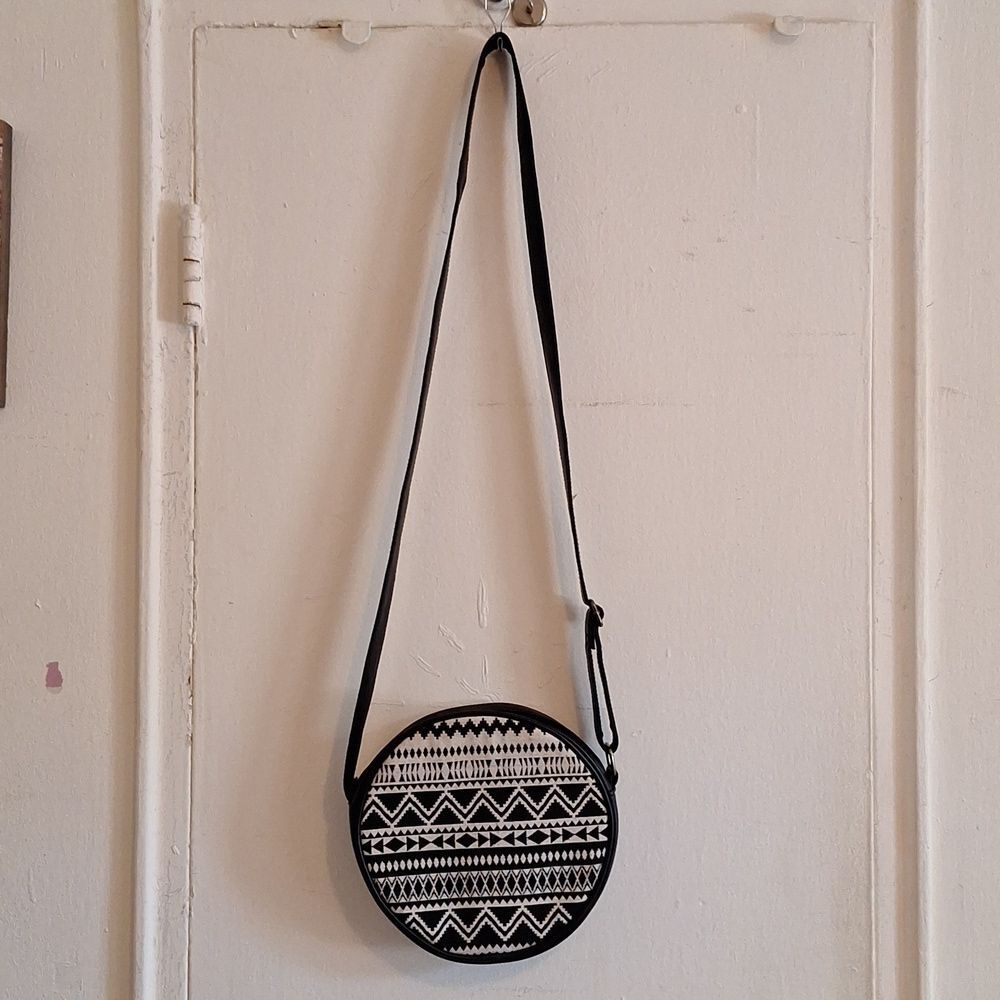 Black white tribal shoulder bag crossbody bag